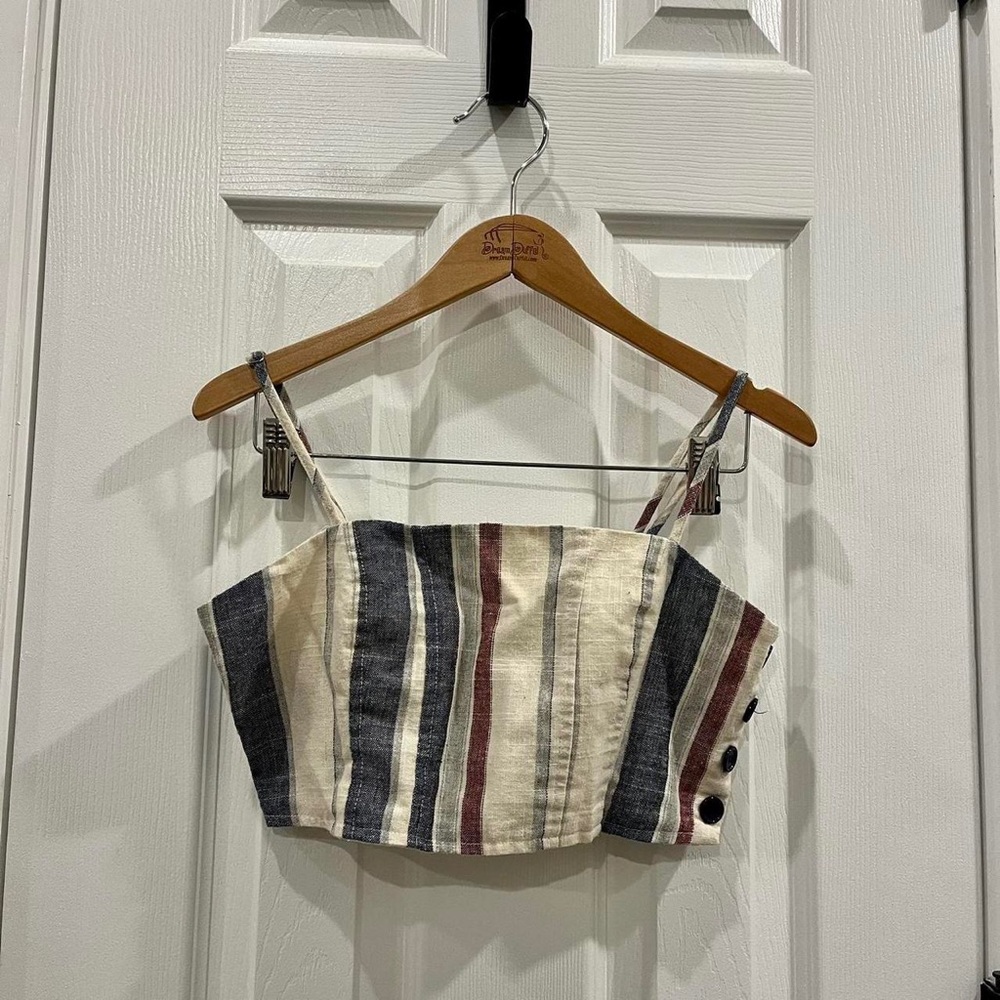 striped f21 crop top